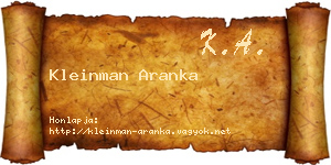 Kleinman Aranka névjegykártya